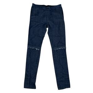 NWT Sacai Cotton Linen Denim Pants 35x35 Sz 4 Distressed Knee Panel Japan Rare